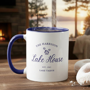 Benutzerdefinierter Text Lake House Kaffee Tasse