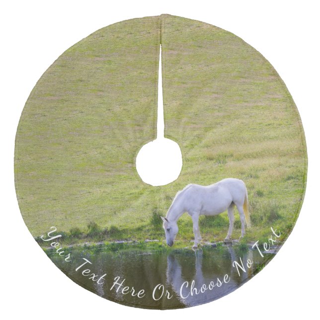 Benutzerdefinierter Text / Majestic White Horat am Fleece Weihnachtsbaumdecke (Vorderseite)