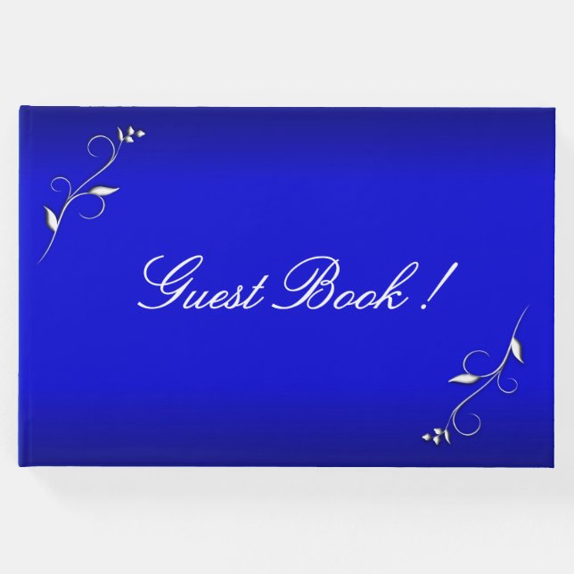 Benutzerdefinierter Text mit blauer Blume Gästebuch (Vorderseite)