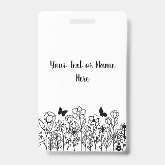 Benutzerdefinierter Text mit Blumen Ausweis