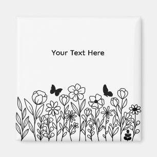 Benutzerdefinierter Text mit Blumen Magnet