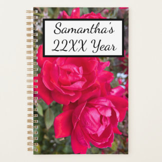 Benutzerdefinierter Text mit drei Rote Rosen Blume Planer