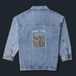 Benutzerdefinierter Text mit QR-Code im Jacken<br><div class="desc">Wählen Sie Farben und Schriftart - Entwerfen Sie Ihre eigenen Denim Jackets mit Ihren QR Code Scan Info und Text Personalisiert Modern Promotional Business oder Funny Personal Denim Women's Jacket / Kleidungsgeschenk - Add your QR Code - Image or Logo - Foto / Text / more - Resize and Move...</div>