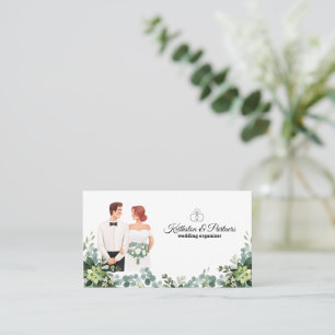 Benutzerdefinierter Text Moderne Florale Hochzeit Visitenkarte