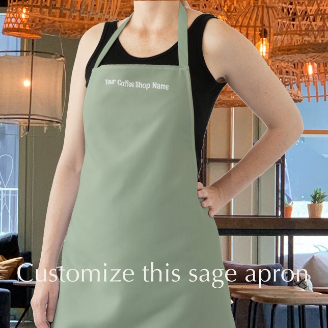 Benutzerdefinierter Text Moderner Salbei-grüner Co Schürze (Add your custom text to this sage green apron. Modern trendy personalized apron.
)
