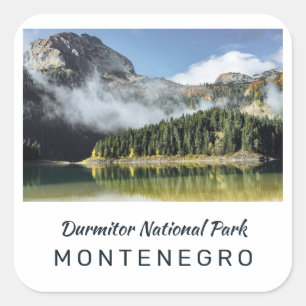 Benutzerdefinierter Text Montenegro Quadratischer Aufkleber