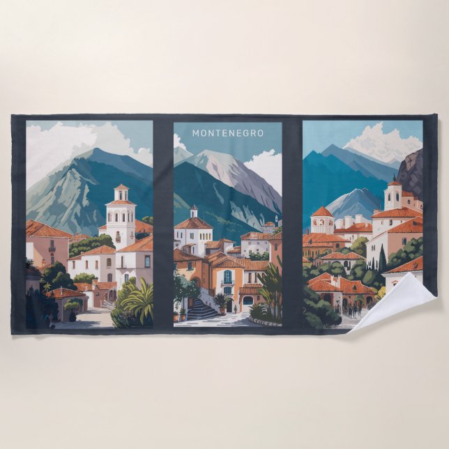Benutzerdefinierter Text Montenegro Strandtuch (Vorderseite)