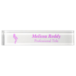 Benutzerdefinierter Text Neonpinken Flamingo-Firme Namensplakette