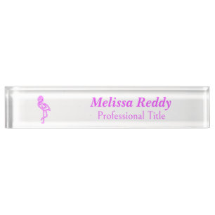 Benutzerdefinierter Text Neonpinken Flamingo-Firme Namensplakette