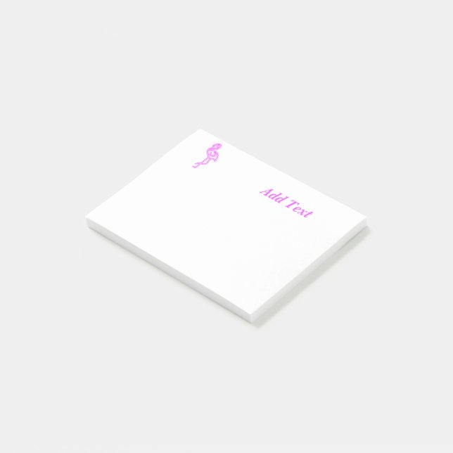 Benutzerdefinierter Text Neonpinken Flamingo-Firme Post-it Klebezettel (angewinkelt)