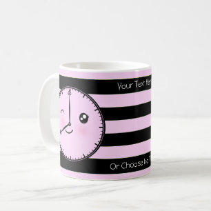 Benutzerdefinierter Text/Niedliche Kawaii-Uhr-Vord Kaffeetasse