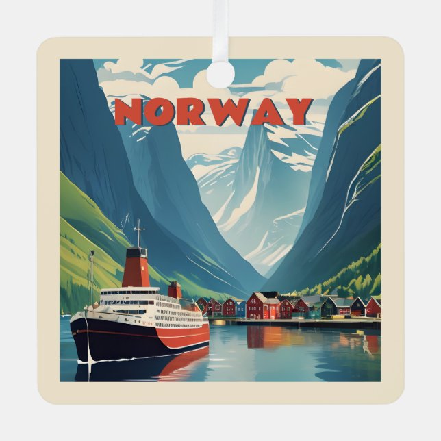 Benutzerdefinierter Text Norwegen Ornament Aus Metall (Vorderseite)
