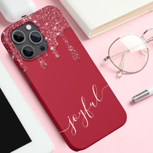 Benutzerdefinierter Text oder Name von Red Glitzer Case-Mate iPhone 14 Pro Hülle