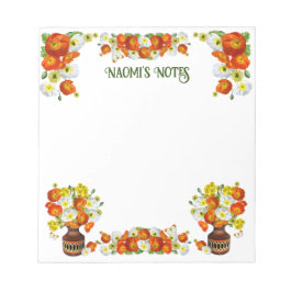 Benutzerdefinierter Text Orange und White Poppe Ed Notizblock