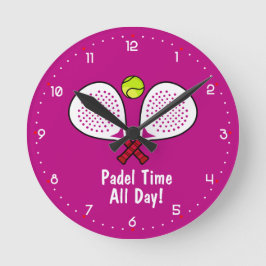 Benutzerdefinierter Text 🎾 Padel O'Clock Runde Wanduhr