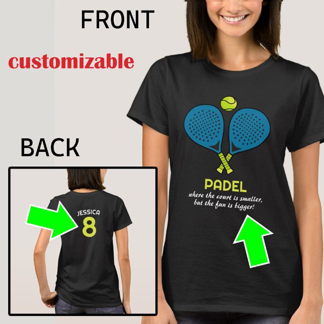 🎾 Benutzerdefinierter Text, Padel Passion-T-Shirt T-Shirt (🎾Custom text, back and front, Padel Passion Tee)
