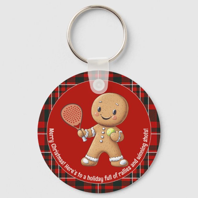 🎾 🎄 benutzerdefinierter Text, Padel Powered Chri Schlüsselanhänger (Vorderseite)