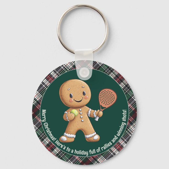 🎾 🎄 benutzerdefinierter Text, Padel Powered Chri Schlüsselanhänger (Vorderseite)