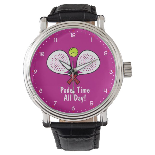 Benutzerdefinierter Text 🎾 Padel Smashzeit Armbanduhr (Vorderseite)