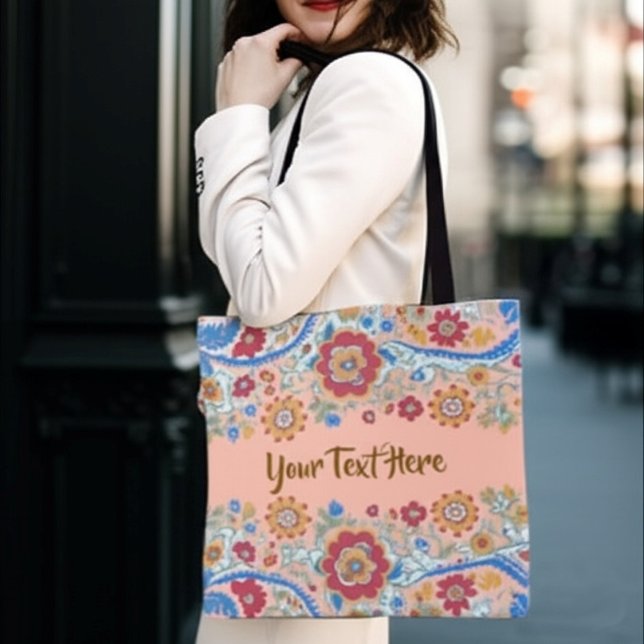 Benutzerdefinierter Text Personalisiert floral Vin Tasche (Von Creator hochgeladen)