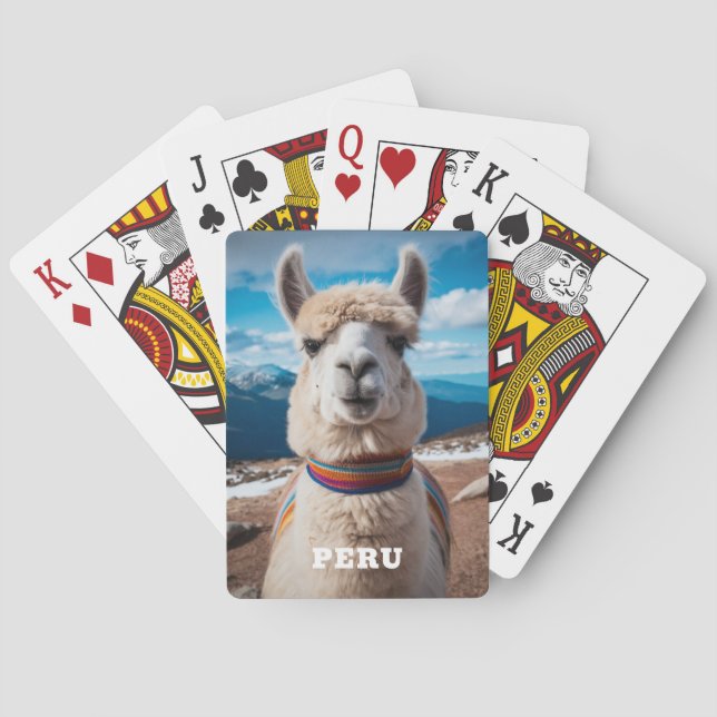 Benutzerdefinierter Text Peru Llama Spielkarten (Rückseite)