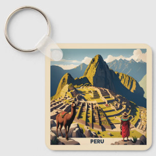 Benutzerdefinierter Text Peru Machu Picchu Schlüsselanhänger