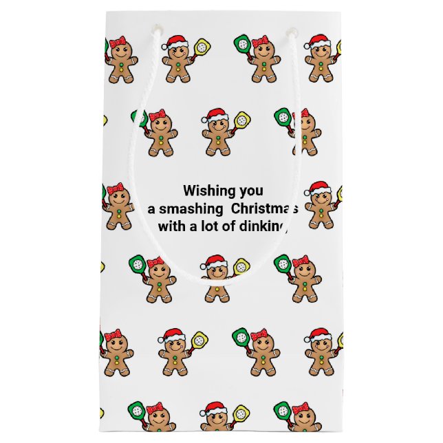 Benutzerdefinierter Text Pickleball Gingerbrot Men Kleine Geschenktüte (Vorderseite)