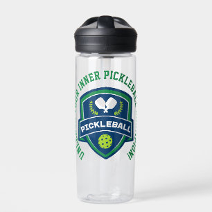 Benutzerdefinierter Text Pickleball grün und blau Trinkflasche