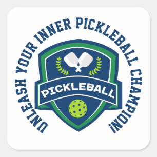 Benutzerdefinierter Text Pickleball Quadratischer Aufkleber