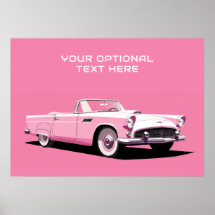 Benutzerdefinierter Text Pink Classic Car Poster