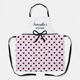 Benutzerdefinierter Text Pink Schwarz Polka Dosen  Schürze