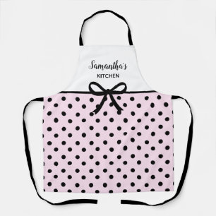 Benutzerdefinierter Text Pink Schwarz Polka Dosen Schürze