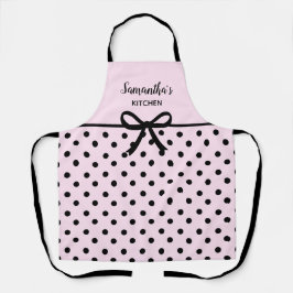 Benutzerdefinierter Text Pink Schwarz Polka Dosen  Schürze