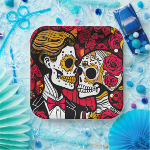 Benutzerdefinierter Text 💀 Pop Día de Muertos Pappteller