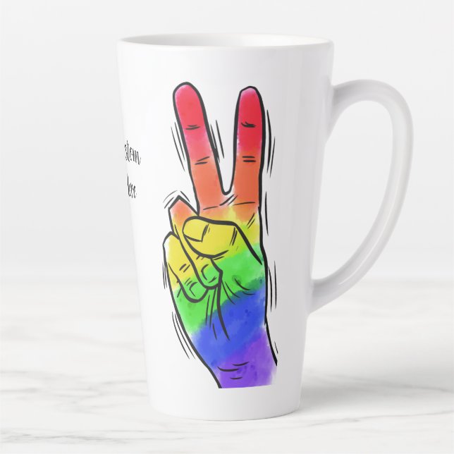 Benutzerdefinierter Text Rainbow Peace Milchtasse (Rechts)