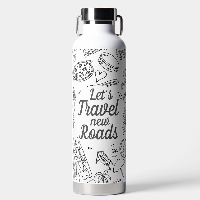 Benutzerdefinierter Text - Reisemobild weiß Trinkflasche (Vorderseite)