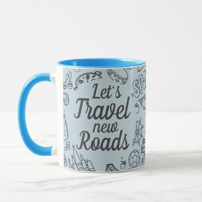 Benutzerdefinierter Text Reisetool Blau Tasse (Links)