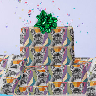 Benutzerdefinierter Text Retro Groovy Regenbogen F Geschenkpapier