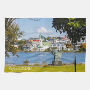 Benutzerdefinierter Text Reykjavik, Island Geschirrtuch