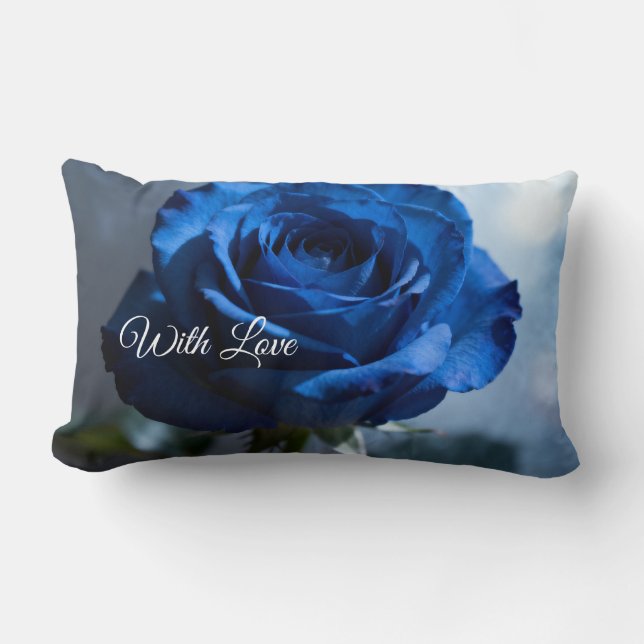 Benutzerdefinierter Text - Romantische blaue Rose  Lendenkissen (Vorderseite)