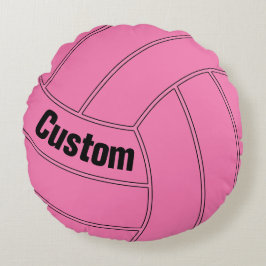 Benutzerdefinierter Text Rosa Volleyball Rund Thro Rundes Kissen