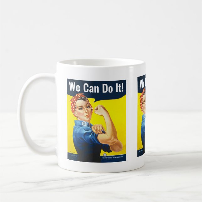 Benutzerdefinierter Text, Rosie the Riveter "We Ca Kaffeetasse (Links)