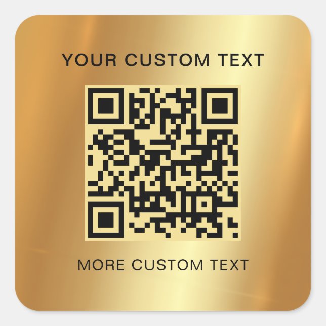 Benutzerdefinierter Text Scannable QR Code Glamour Quadratischer Aufkleber (Vorderseite)
