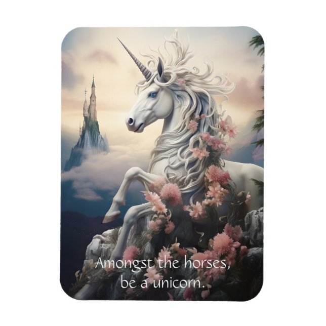 Benutzerdefinierter Text Schönes Einhorn Magnet (Vertikal)