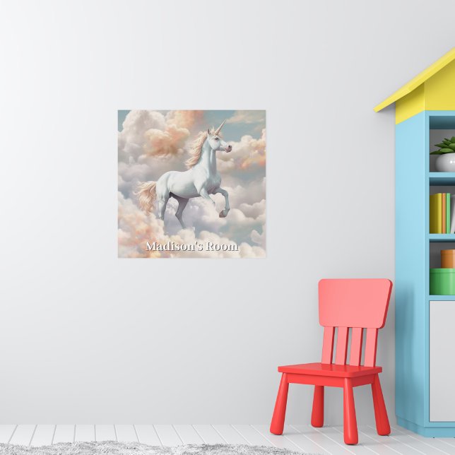 Benutzerdefinierter Text Schönes Einhorn Poster (Kinderzimmer 1)