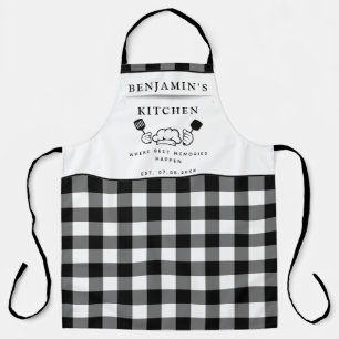 Benutzerdefinierter Text, Schwarz und Weiß Buffalo Schürze