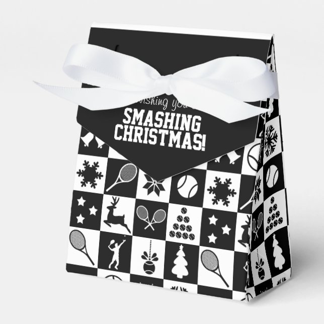 Benutzerdefinierter Text schwarz-weiß Weihnachtste Geschenkschachtel (Vorderseite)