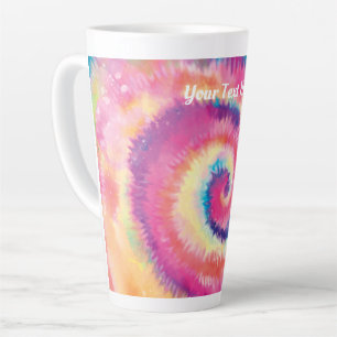 Benutzerdefinierter Text/ Spaß 60er Jahre Tie Dye  Milchtasse