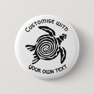 Benutzerdefinierter Text Stammes-Schildkröten-Desi Button