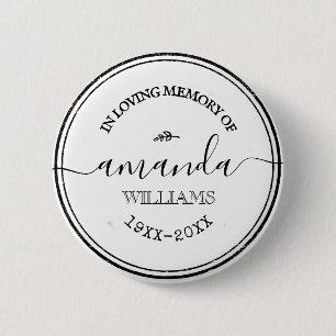 Benutzerdefinierter Text Stilvolle White Funeral G Button